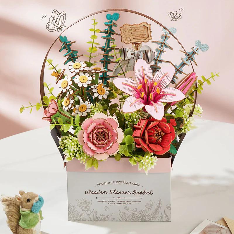 Wooden Flower Basket - Rowood DIY 3D Puzzle