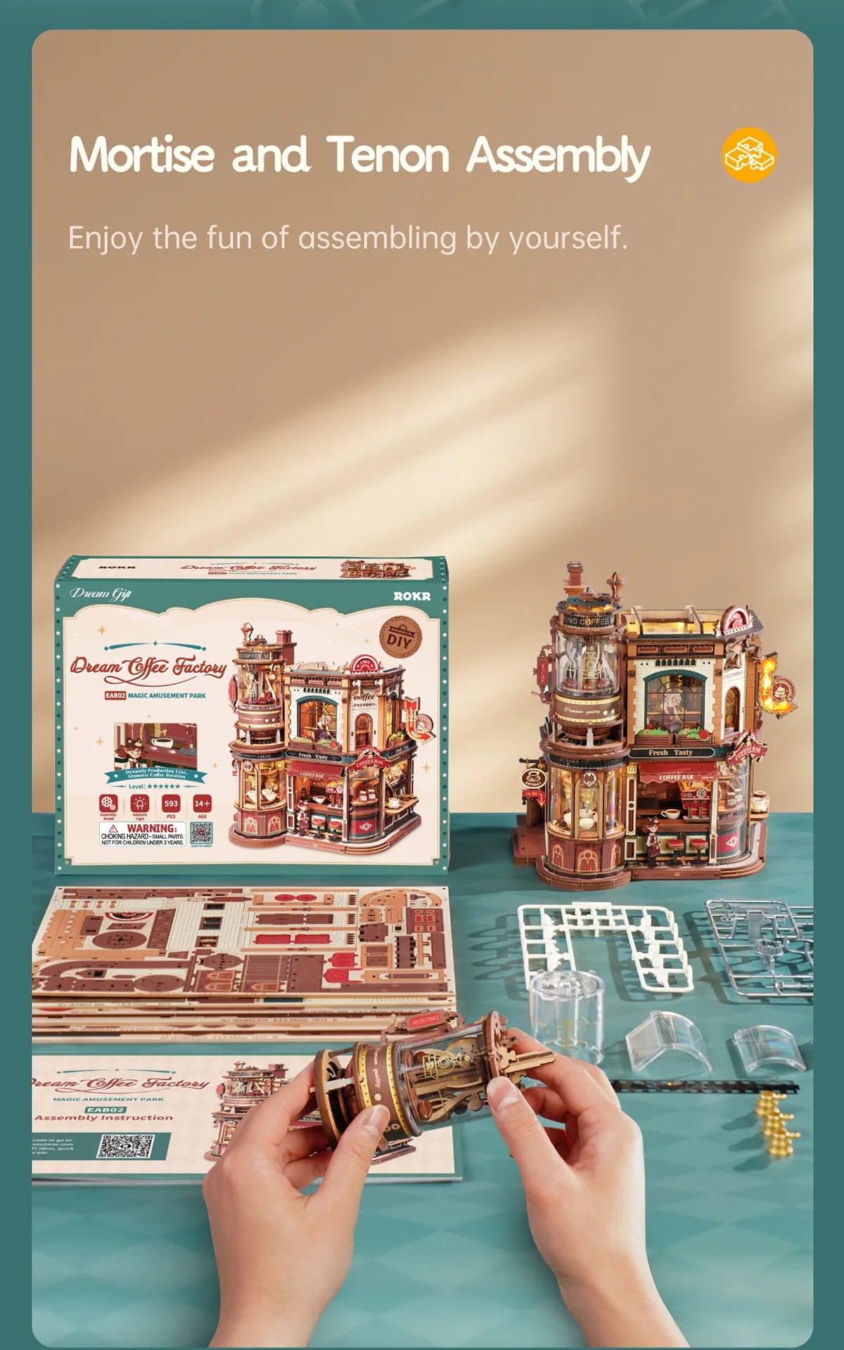 Dream Coffee Factory - ROKR Wooden Music Box