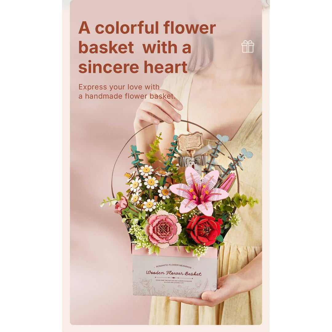 Wooden Flower Basket - Rowood DIY 3D Puzzle