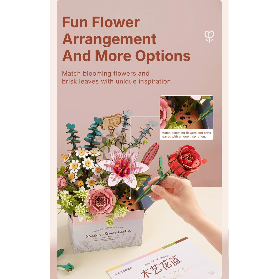 Wooden Flower Basket - Rowood DIY 3D Puzzle