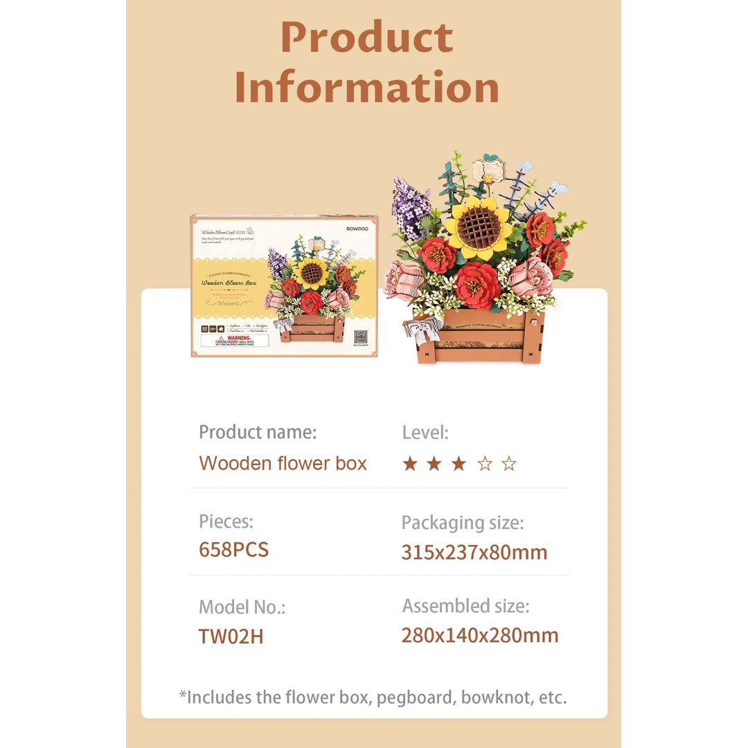 Wooden Bloom Box - Rowood DIY 3D Puzzle