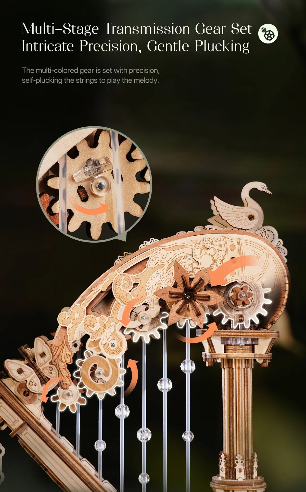 Magic Harp - ROKR Wooden Music Box