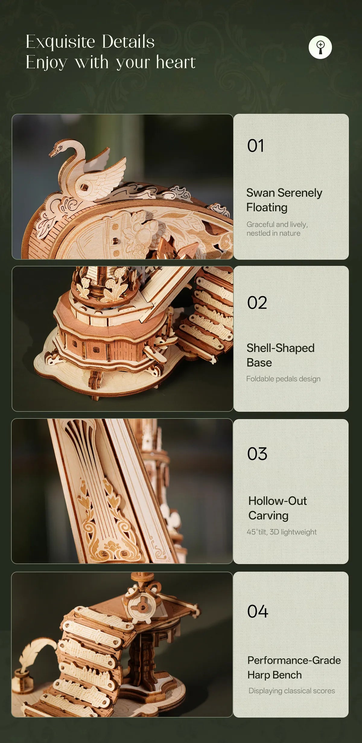 Magic Harp - ROKR Wooden Music Box