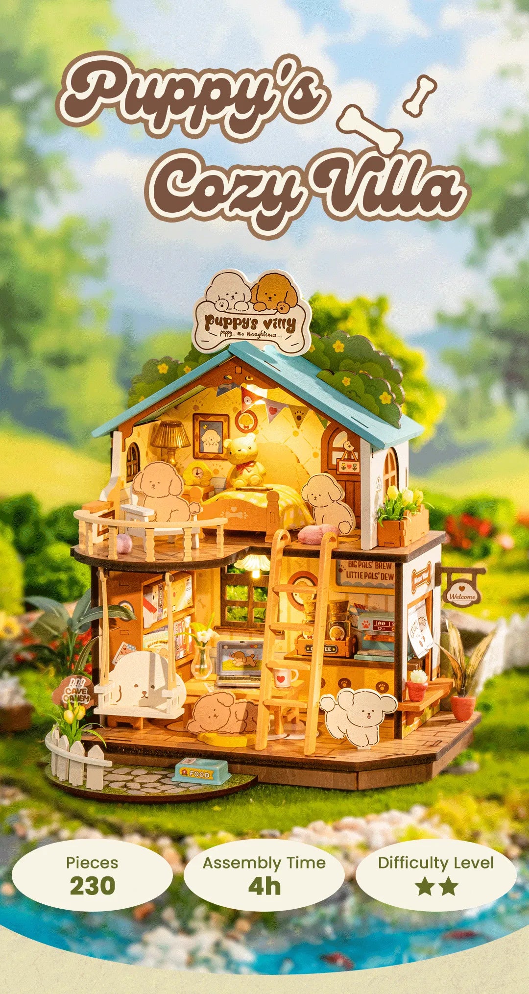 Puppy's Cozy Villa - Rolife DIY Miniature House