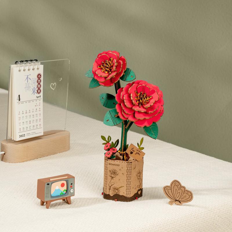 Red Camellia - Rowood DIY Wooden Flower