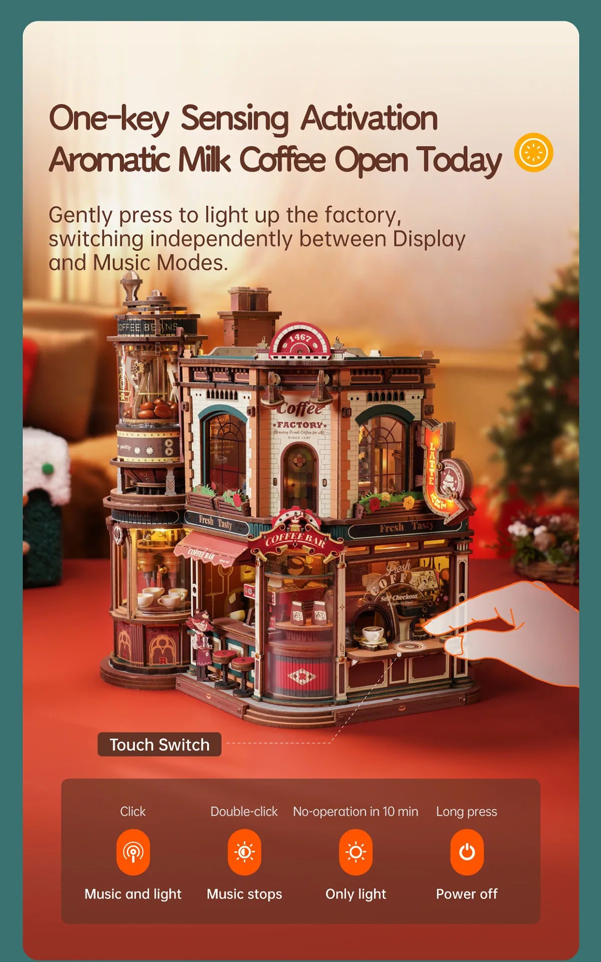 Dream Coffee Factory - ROKR Wooden Music Box