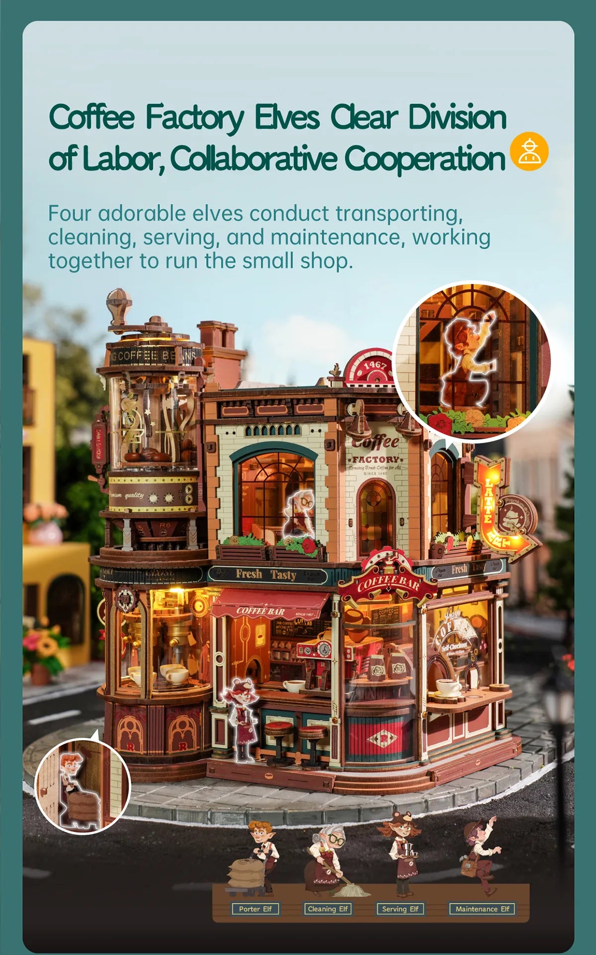 Dream Coffee Factory - ROKR Wooden Music Box