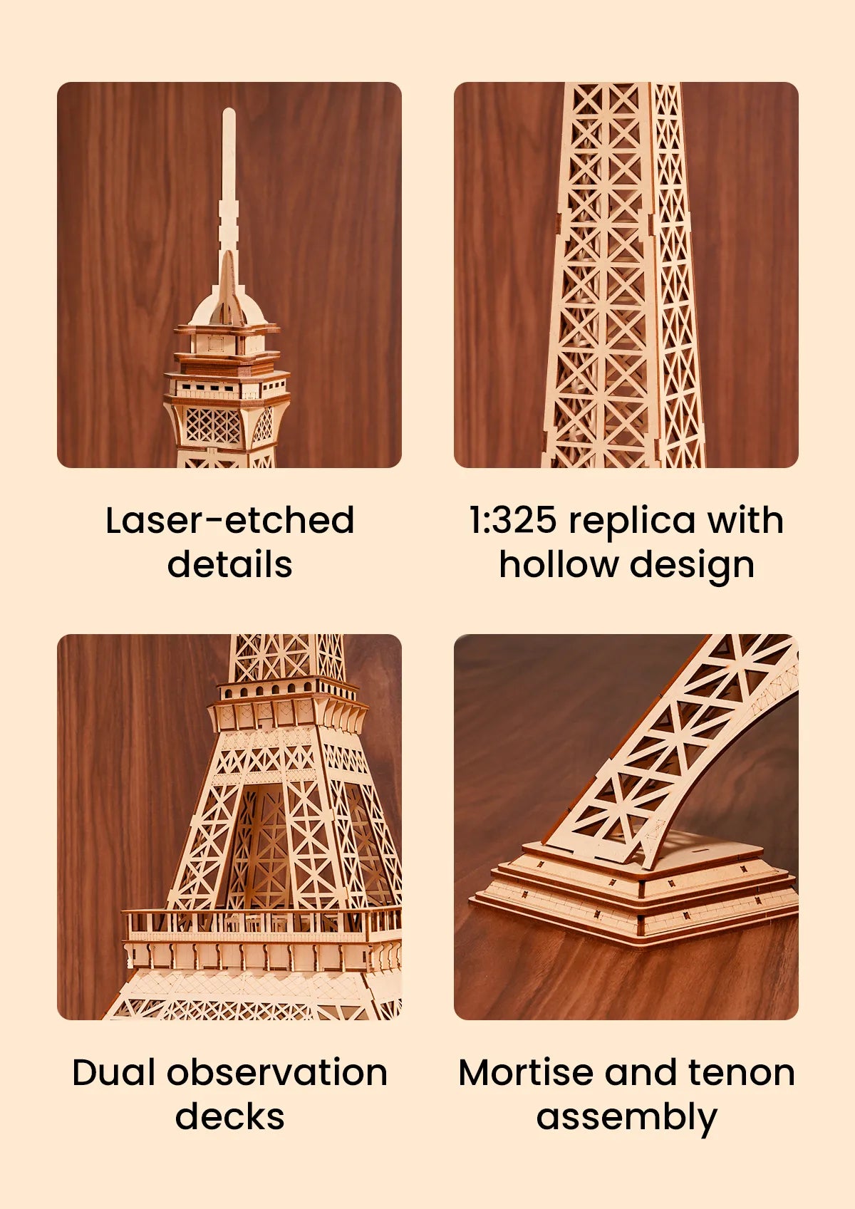 Eiffel Tower Plus (1 meter!) - Rolife Wooden Puzzle