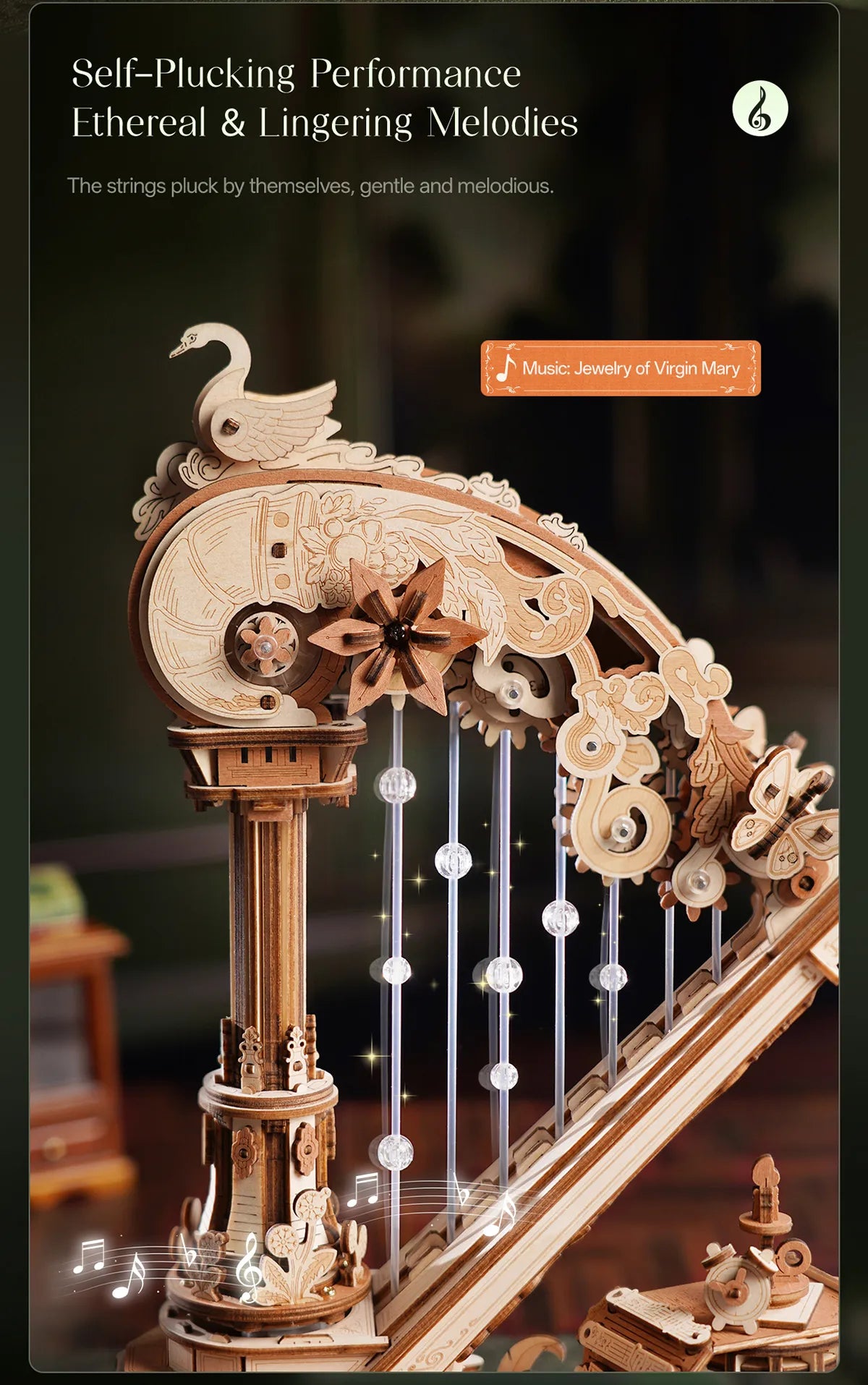 Magic Harp - ROKR Wooden Music Box