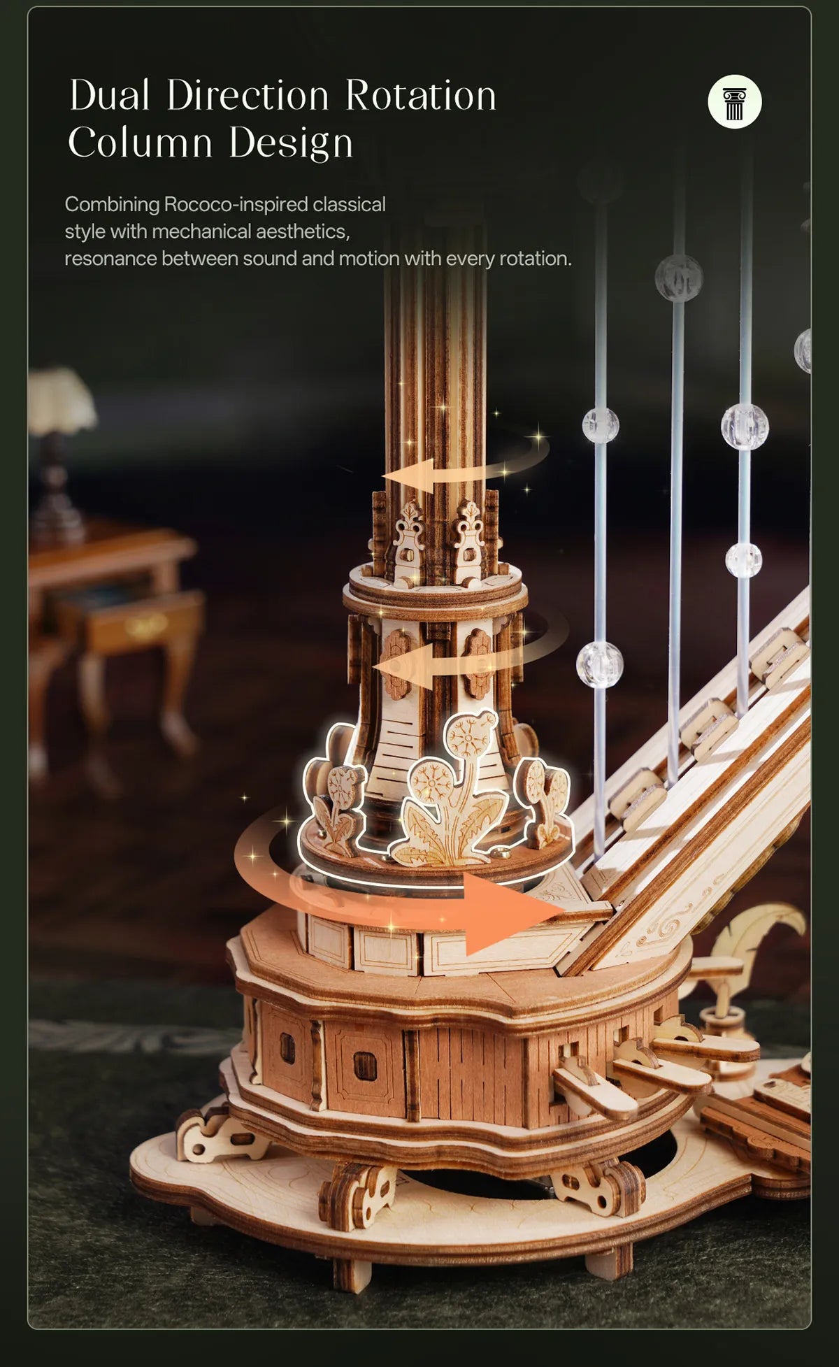Magic Harp - ROKR Wooden Music Box