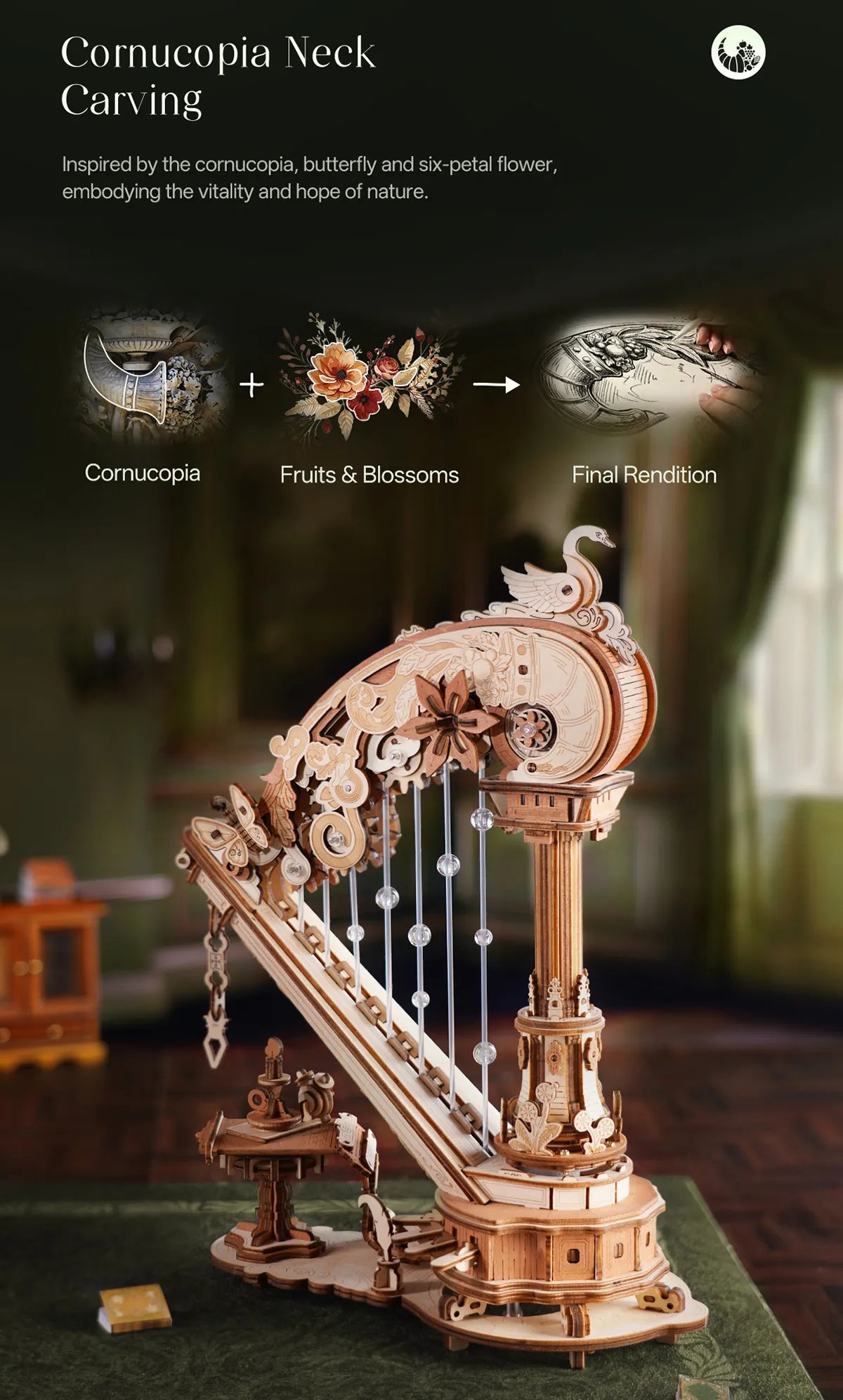 Magic Harp - ROKR Wooden Music Box