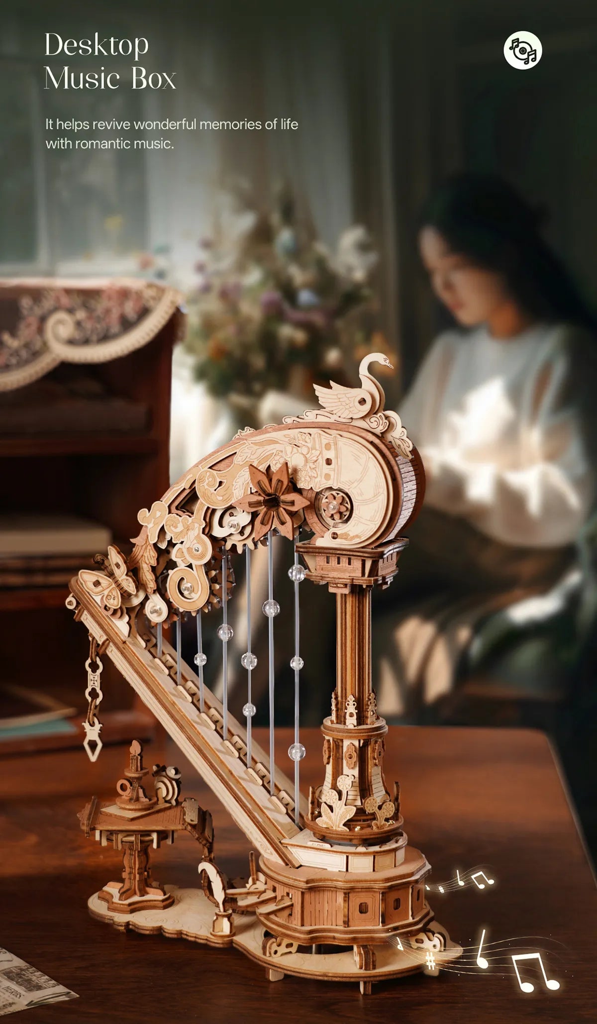 Magic Harp - ROKR Wooden Music Box