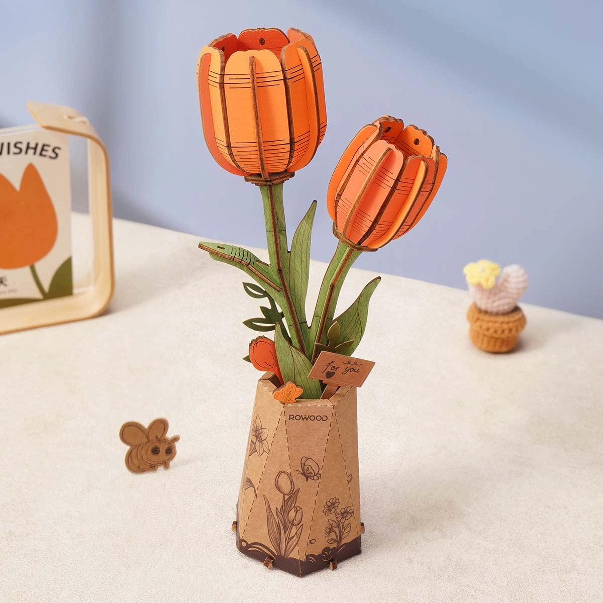 Orange Tulip - Rowood DIY Wooden Flower