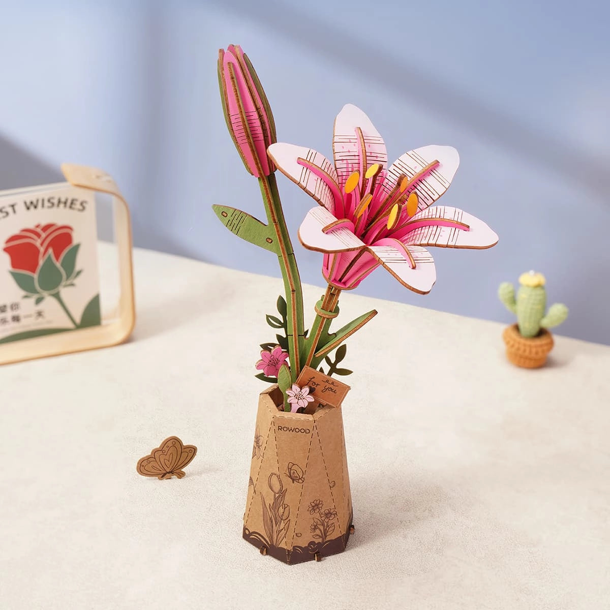 Pink Lily - Rowood DIY Wooden Flower