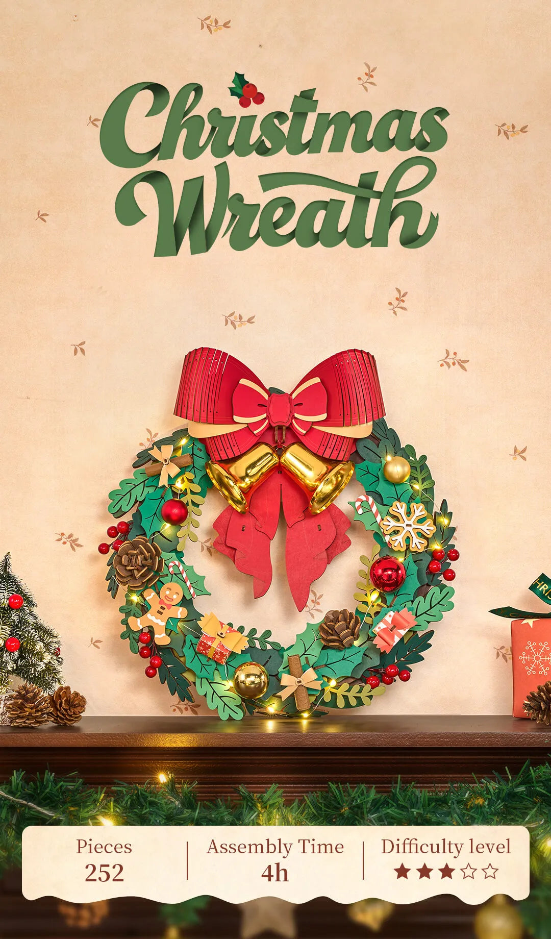 Christmas Wreath - Rolife DIY Wooden Puzzle
