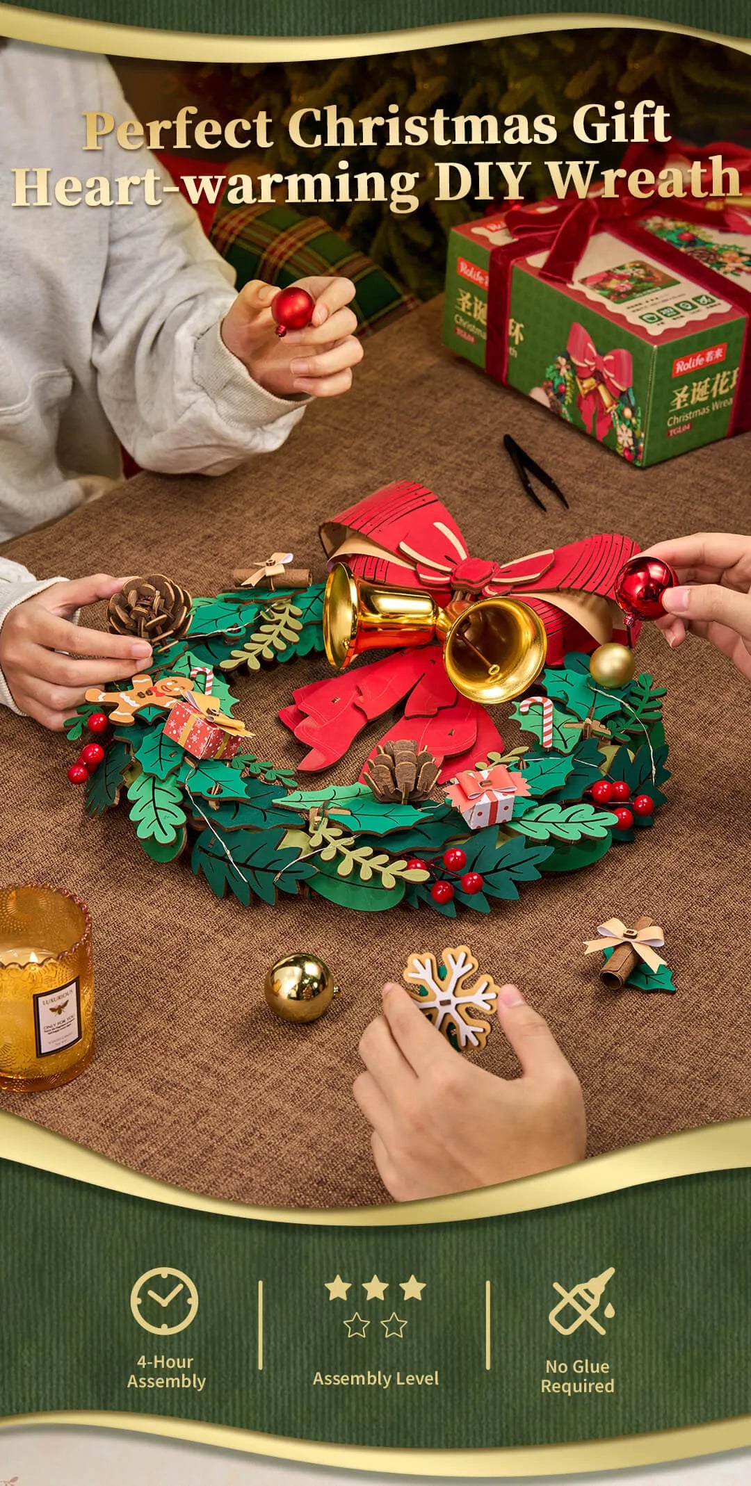 Christmas Wreath - Rolife DIY Wooden Puzzle